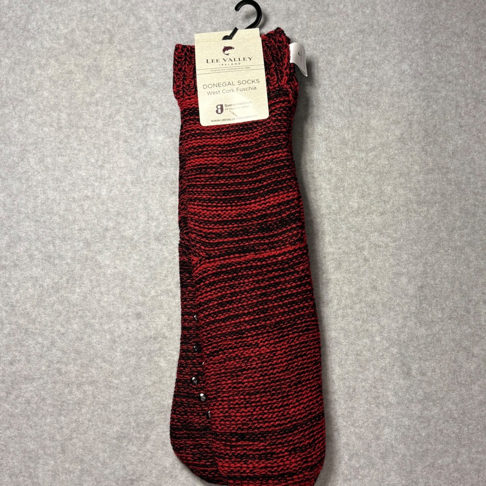 Lee Valley Ireland Donegal Fleece Lined Socks‎ West Cork Fuchsia Red Black Large